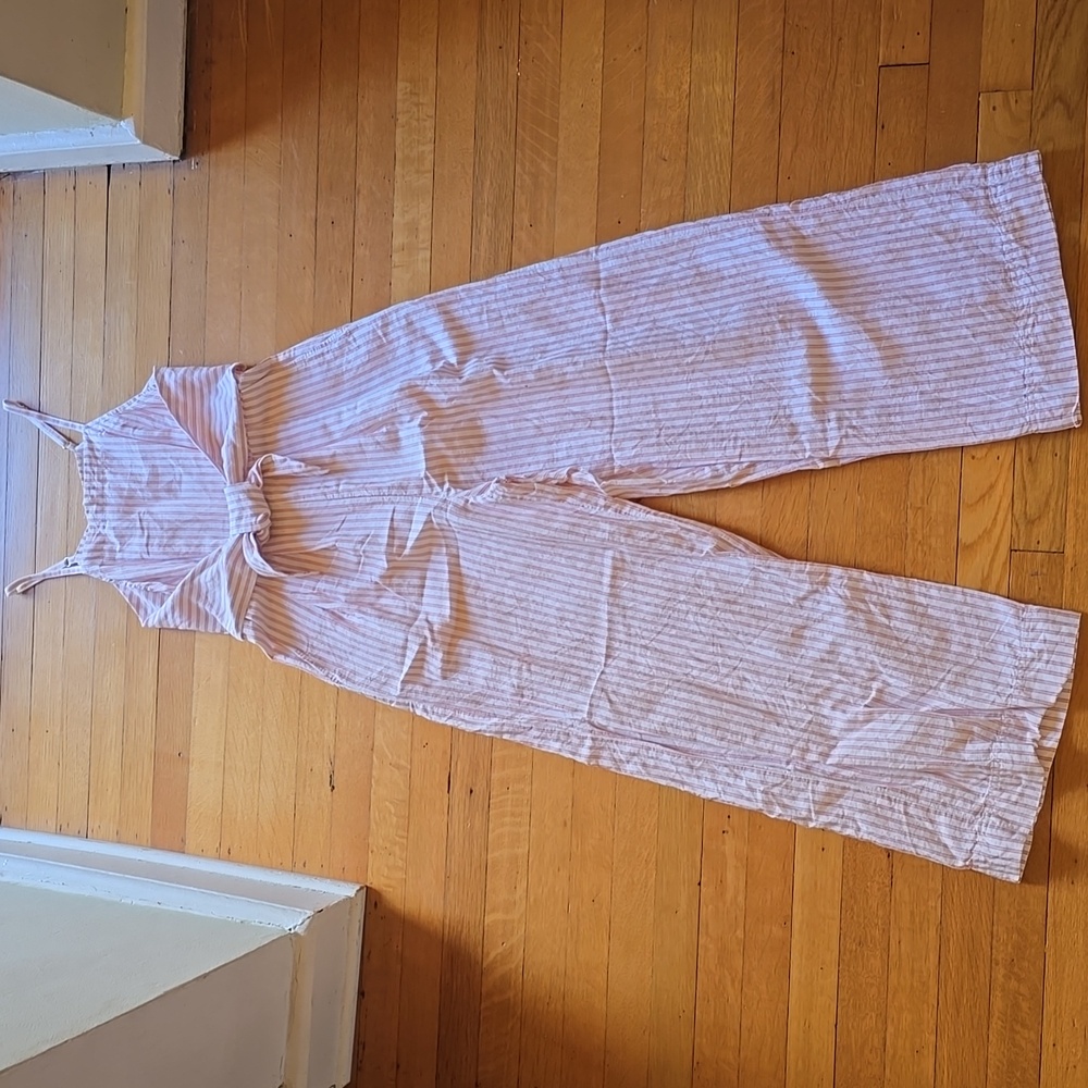 Madewell, Tie-Waist Crop Wide-Leg Jumpsuit, Red & Cream Stripes, EUC,  Women's 0